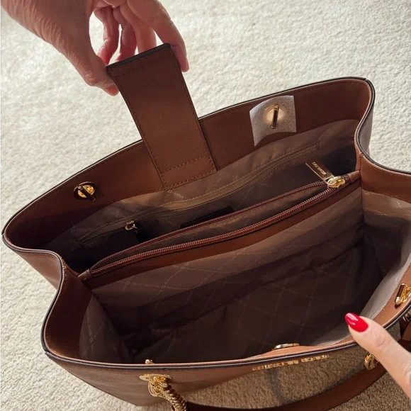 Michael Kors Susannah Large Tote-Chocolate Brown Tote with Gold Accents - Picture 4 of 6